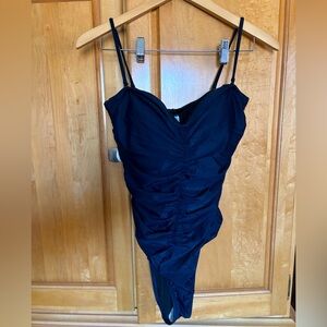 J Crew one piece ruched navy swimsuit size 12